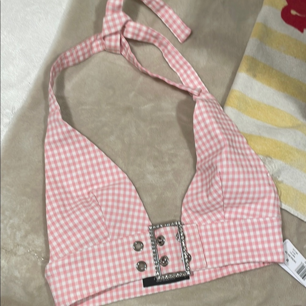 🌸AKIRA Pink Gingham Halter Top🌸💕 - Picture 2 of 5